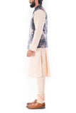 Light Beige Kurta With Ivory Floral Printed Jacket