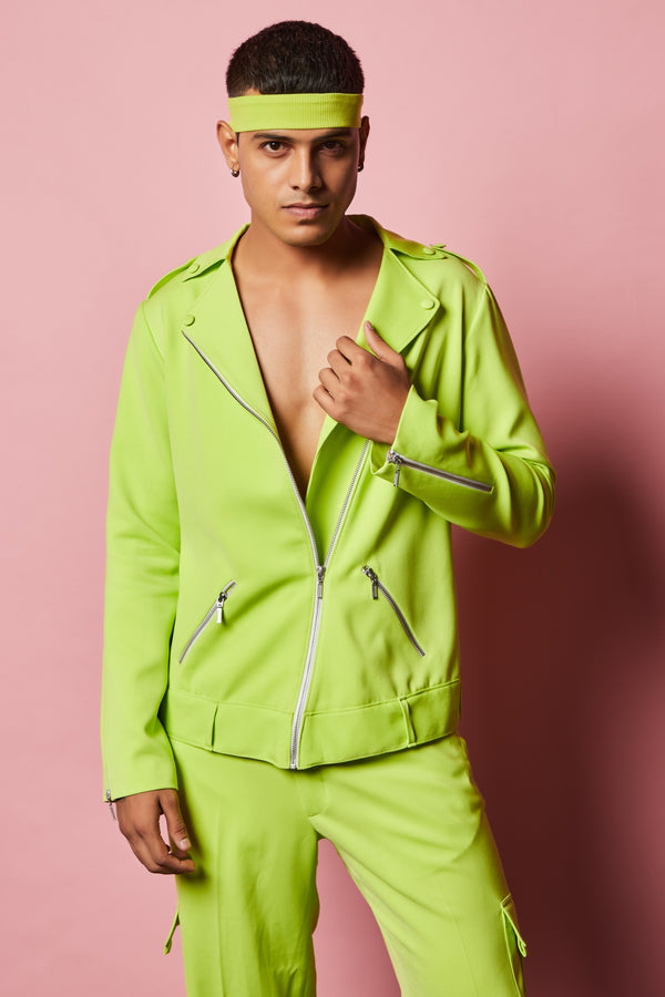 Lime Green Baggy Pants with Pocket detailing  Curato