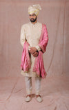 Rose Pink and Champagne Gold Embroidered Sherwani