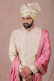 Rose Pink and Champagne Gold Embroidered Sherwani