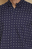 Indigo Star Stitch Embroidered Cotton Shirt
