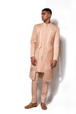 Peach Asymmetrical Long Jacket Set