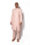 Pink Embroidered Long Jacket Set