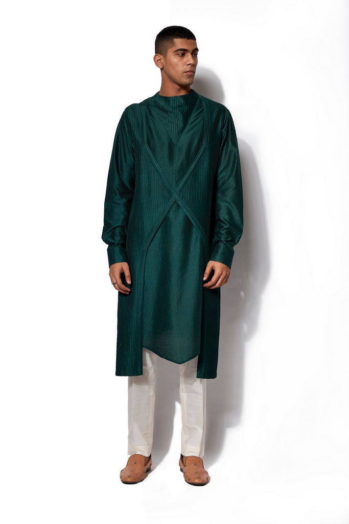 Forest Green Asymmetrical Kurta Set