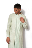 Pista Green Asymmetrical Embroidered Kurta Set