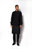 Black Textured Nehru Jacket Set