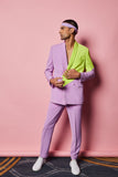 Lilac and Lime Green Colour Block Blazer