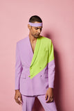 Lilac and Lime Green Colour Block Blazer