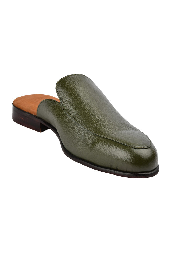 MOSCOW MENS OLIVE GREEN MULES – Curato - Main Image