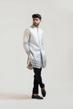 Grey Deconstructed Embroidered Achkan