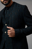 Double panel achkan with motif embroidery with kurta
