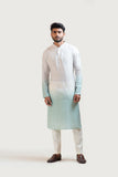 Grey To Green Ombre Shaded Embroidered Kurta Set