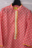 PINK WITH GOLD LINES AND WHITE FLOWER DETAIL KURTA SET