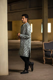 Powder Blue Ogee print silk kurta Set