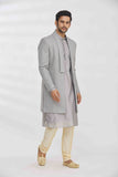 Steel Grey Embroidered Indo Western