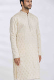 PALE BEIGE PRINTED KURTA SET
