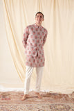 The Mauve mal Printed kurta pajama set with matching Bandi