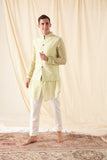 The Lime Bageecha Cotton Kurta Pajama Set with matching Bandi