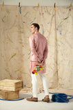 The Cherry Blossom Cotton-Silk Kurta Pajama Set with matching Bandi