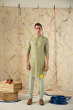 The Lime Power Paisley Cotton-Silk Kurta Pajama Set