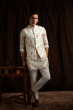 The Greenhouse Mal Cotton Kurta Pajama Set in Moody Blue and Pink with matching Bandi