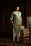 The Secret Garden Cotton-Silk Kurta Pajama Set with matching Bandi