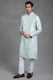 Pista Green Printed Kurta-Churidar Set