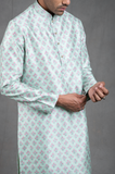 Pista Green Printed Kurta-Churidar Set