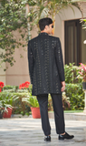 Niruha - Black Chikankari Open Jacket Set