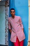 Ivory Geometric Shirt Style Kurta with Pants