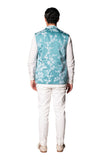 MINT & WHITE WALLPAPER HANDPAINTED WAISTCOAT WITH SHIRT AND PANTS