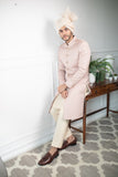 Embossed patterned achkan with kurta and pants