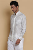 White Star Stitch Embroidered Cotton Shirt