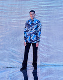 BLOTCH PRINT SHIRT BLUE