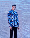 BLOTCH PRINT SHIRT BLUE